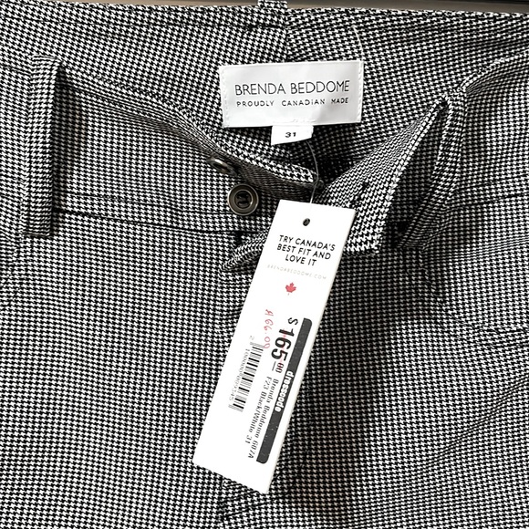 NWT BRENDA BEDDOME Straight Leg Pant 607A Houndstooth Black White Size 31 - Picture 8 of 11